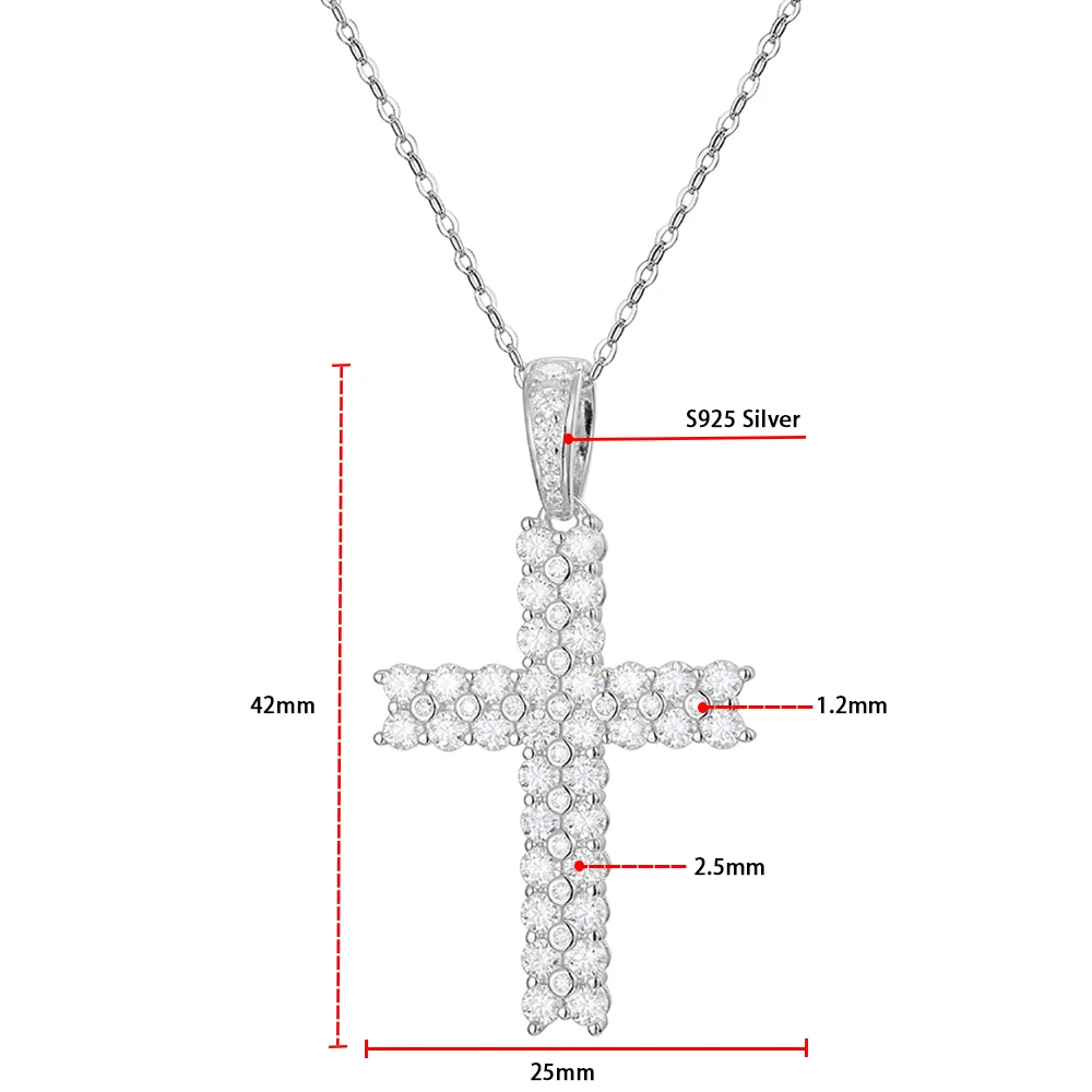 【HYERES LOR】25SS★ Essence SIL (W) Moissanite The Cross NC Moissanite cross pendant with 925 silver necklace 1.2 CTW