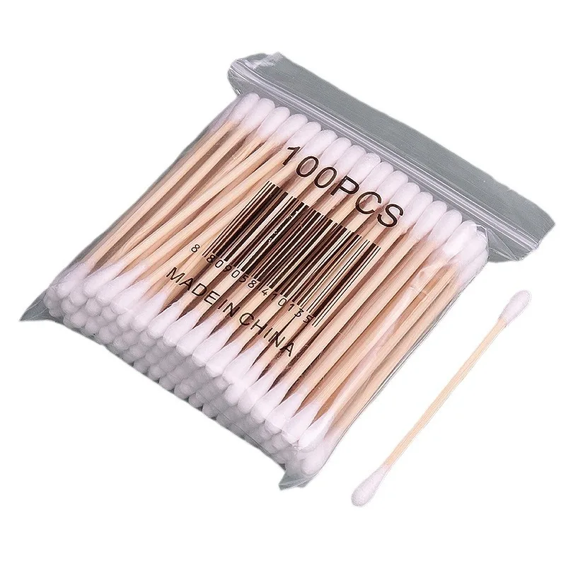 Cotton Swabs Double Pointed Cotton Buds 100/500 Count Bamboo Sticks For Personal Nail Art Makeup Tools