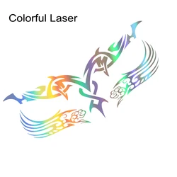 Fire Totem Car Stripe Stickers - Self - Adhesive Decorative Set (3pcs) (Colorful Laser)