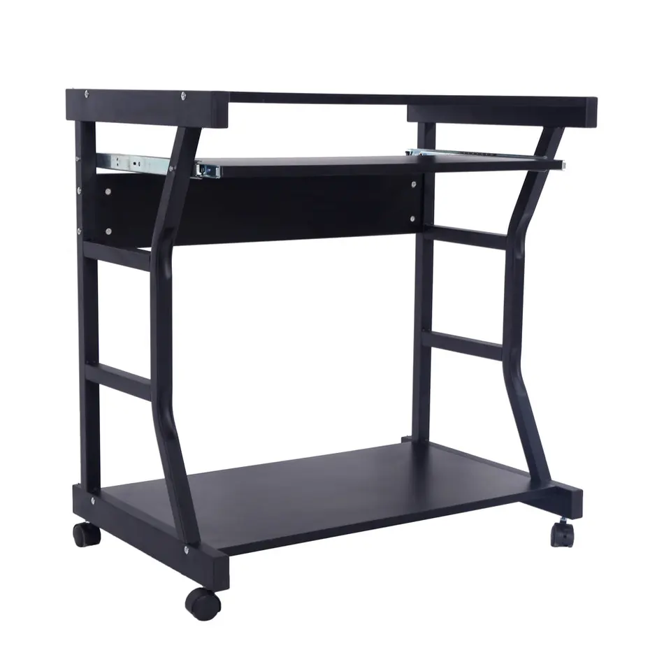 Moveable Four Wheel Computer Desk Black