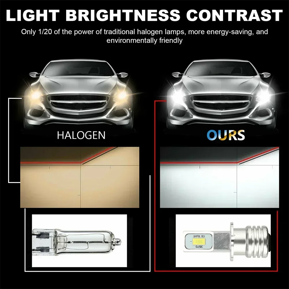 2Pcs H3 Led Car Fog Light Bulbs DRL H1 H8 H9 H11 9005 9006 9012 H4 H7 Auto Lamp 6000K 6500K 80W 12V 24V 3750 Chips Headlight Led Light Led Bulb Led Fog Light Led Headlight Fog and Headlight Bulbs