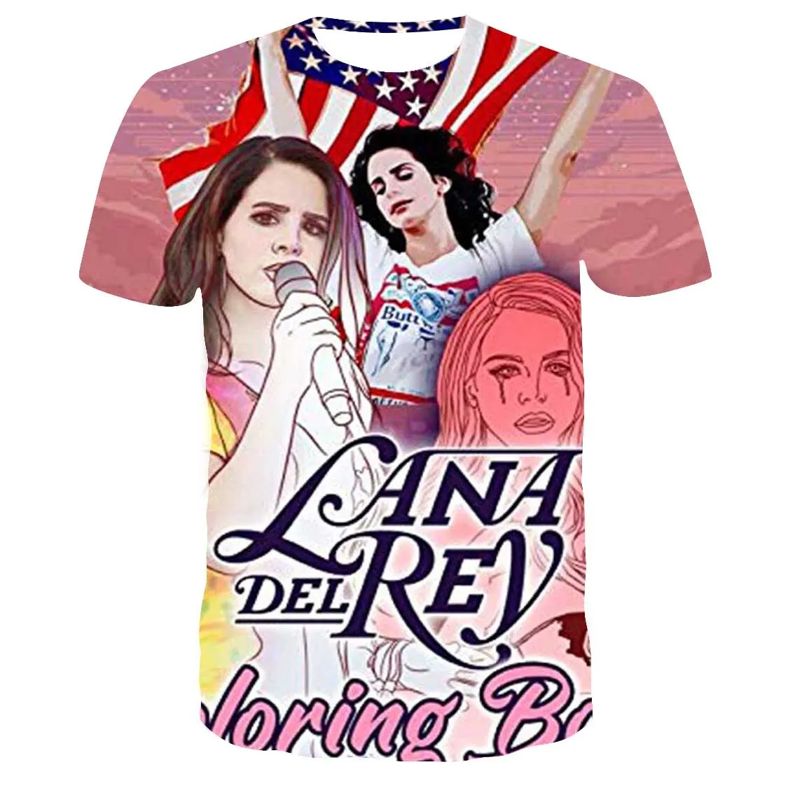 Lana Del Rey 3D Print Short Sleeve T Shirts