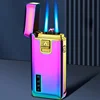 2025 New Men's Flame Gas Electric Dual Purpose Metal Windproof Lighter Creative USB Butane Gas Double fire Lighter Men's Gift 3