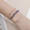 12 pièces nouveau mauvais œil carré Bracelet en cristal bracelets de prière faits à la main bracelets de cheville réglables poignet bijoux cadeau pour ami