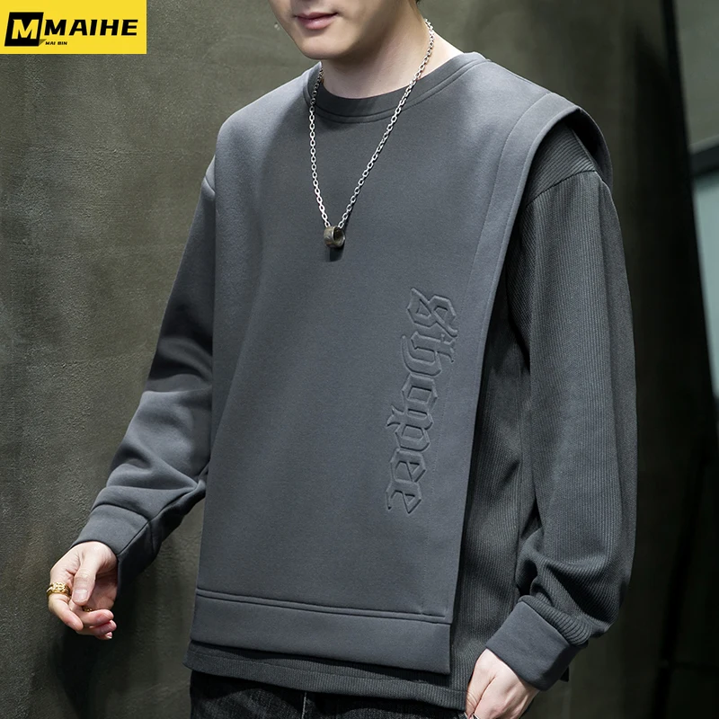 Men's Spring Sweatshirt Fashion Long Sleeve Round Neck 3D Printed Letter Logo Men's Sweatshirt Oversized Casual Men's Pullover