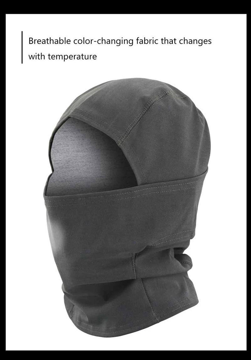 Wärmereaktive Sturmhaube, Unisex, temperaturempfindlich, Farbwechsel, Skimaske, Vollkopfbedeckung, Motorrad, zum Wandern, Radfahren, Neu – Detail 10