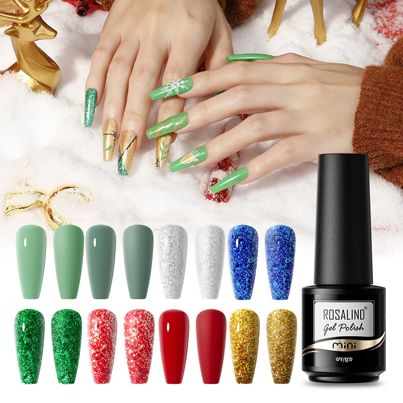 

ROSALIND Glitter Shiny Series Nail Gel Polish Hybrid Varnish Semi Permanent Nail Art Top Base Coat Esmalte Gel Nail Polish