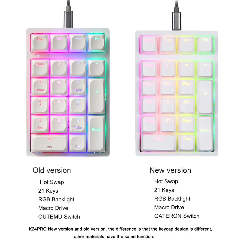 K24Pro 21 キーテンキーメカニカルテンキーホットスワップ有線