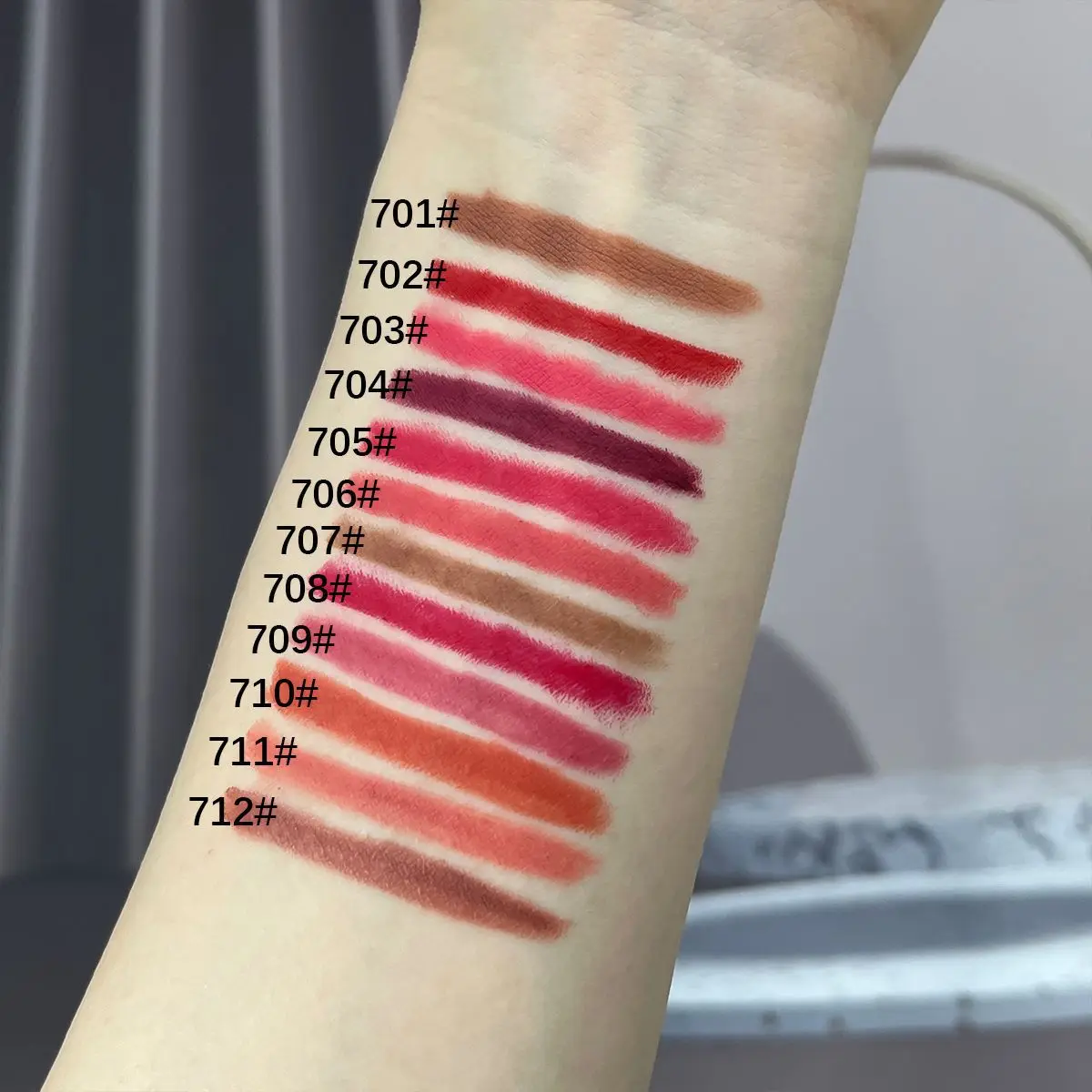 12 lipstick pens, nude pink lipstick pens, waterproof, durable, matte, three-dimensional lipstick, moisturizing lipliner makeup 3
