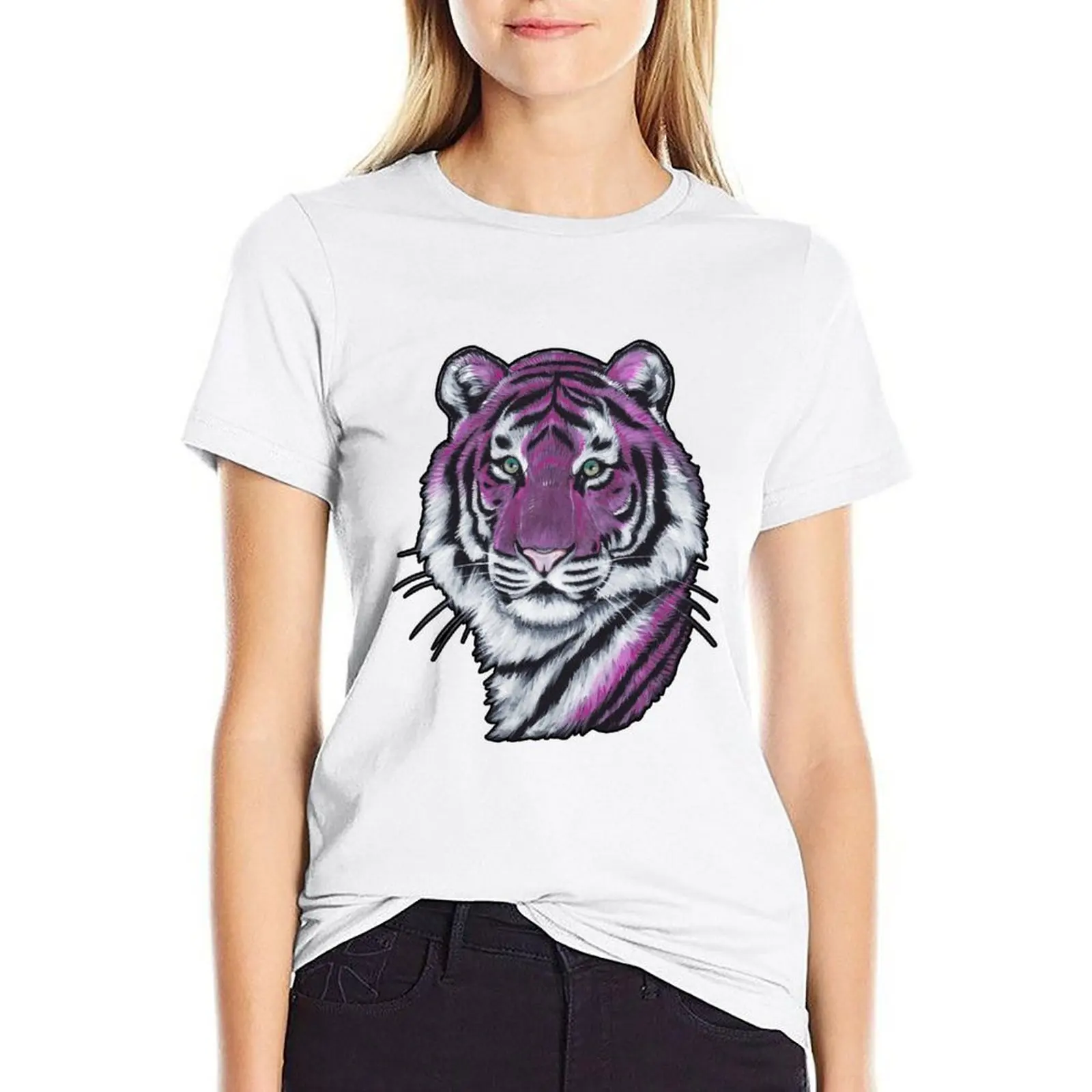 

Purple Tiger T-shirt kawaii clothes funny black t-shirts for Women