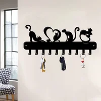 Love Cat Design Key Holder: Metal Wall Mounted Rack Hook, Ideal for Wall Hanging Storage and Key Organization 1