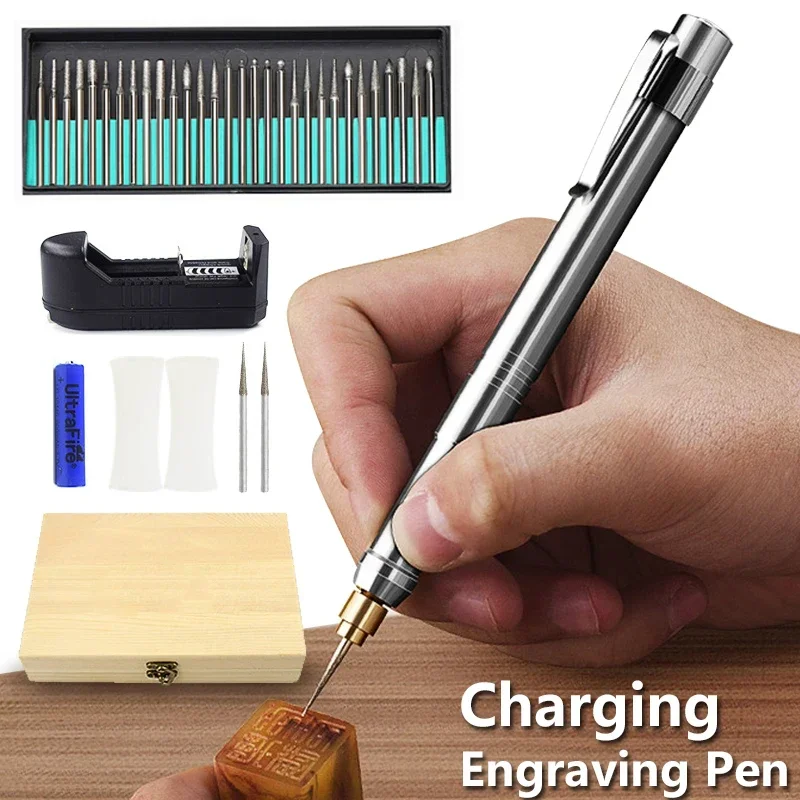 Electric Engraving Pen 3.7V Wireless Small Electric Carving Pen Electric Drill Metal Polishing Machine Carving Woodworking Tools