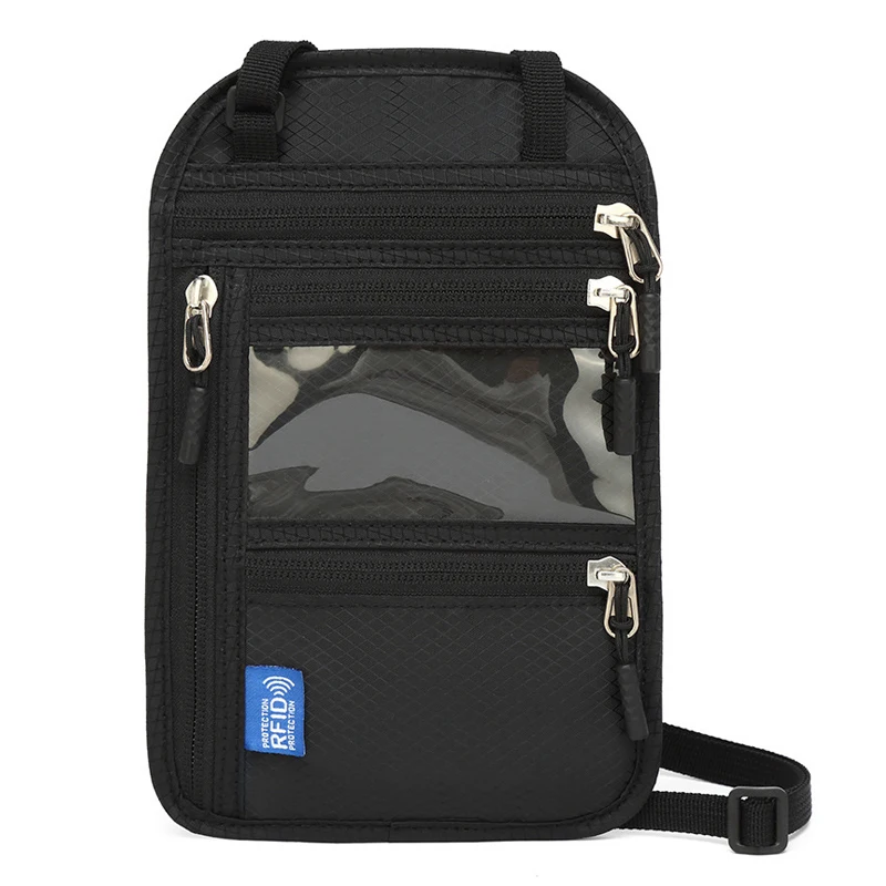 RFID Blocking Waterproof Neck Wallet - Lightweight Anti-Theft Travel Passport Holder & Hidden Document Pouch