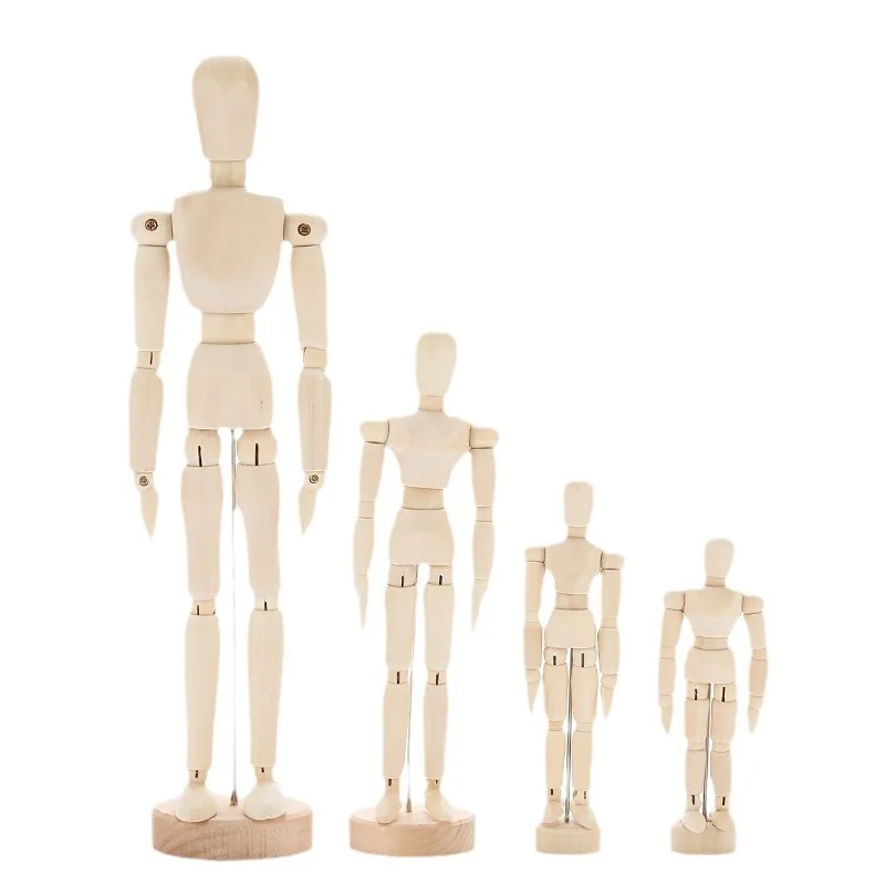 5 Sizes Wooden Figure Model Artist Movable Limbs Mannequin Art Sketch Draw Action Toy Figures For Articulated Educational