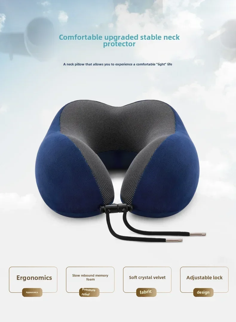 Description Picture 2 of itemMemory Foam U-shaped Pillow Neck Support Travel Portable Student Sleeping Aid Airplane Pillow Neckrest U-pillow