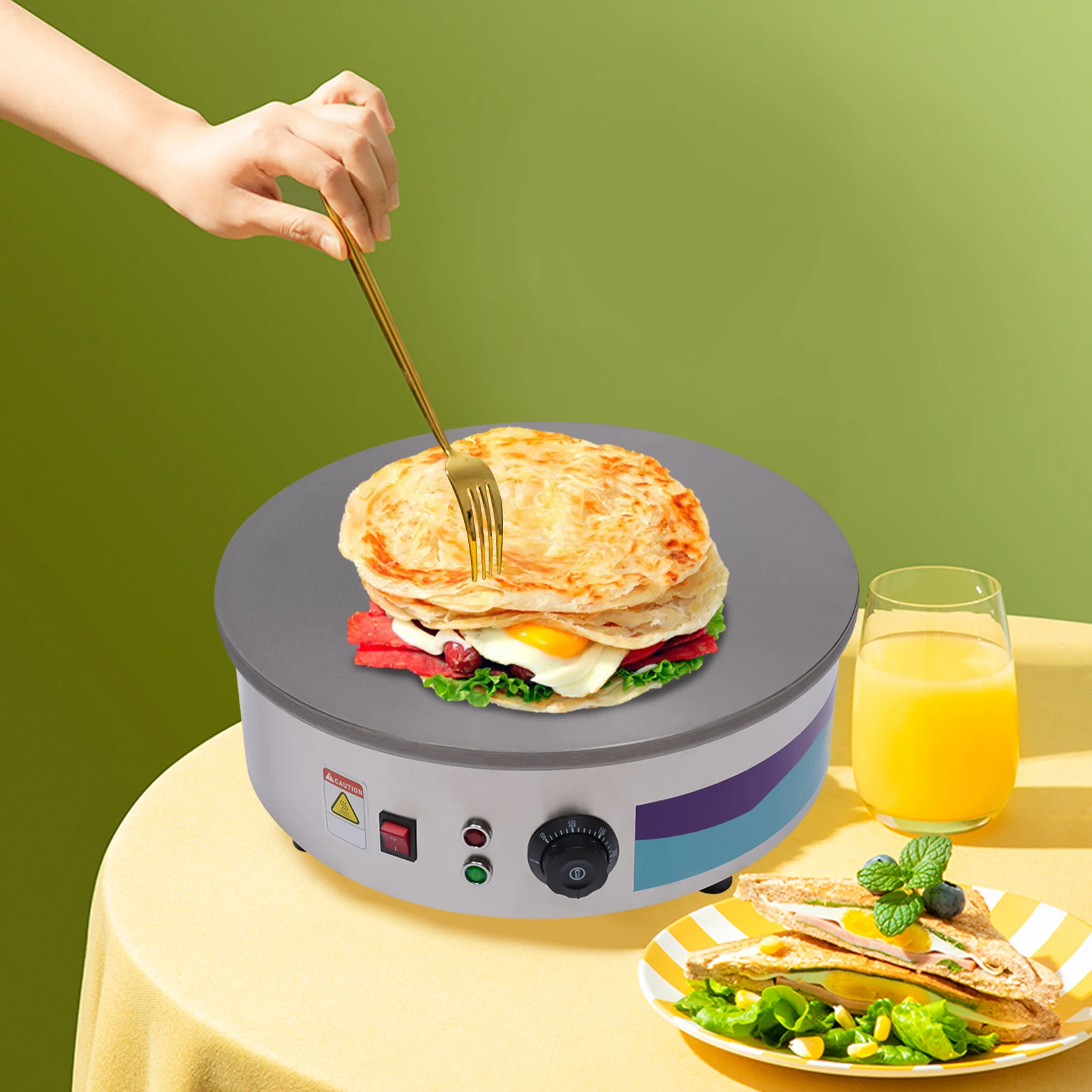 【ゲレンデ】クレープマシン クレープ製造機,45cm, 3000w,220v,ステンレス鋼クレーププレート