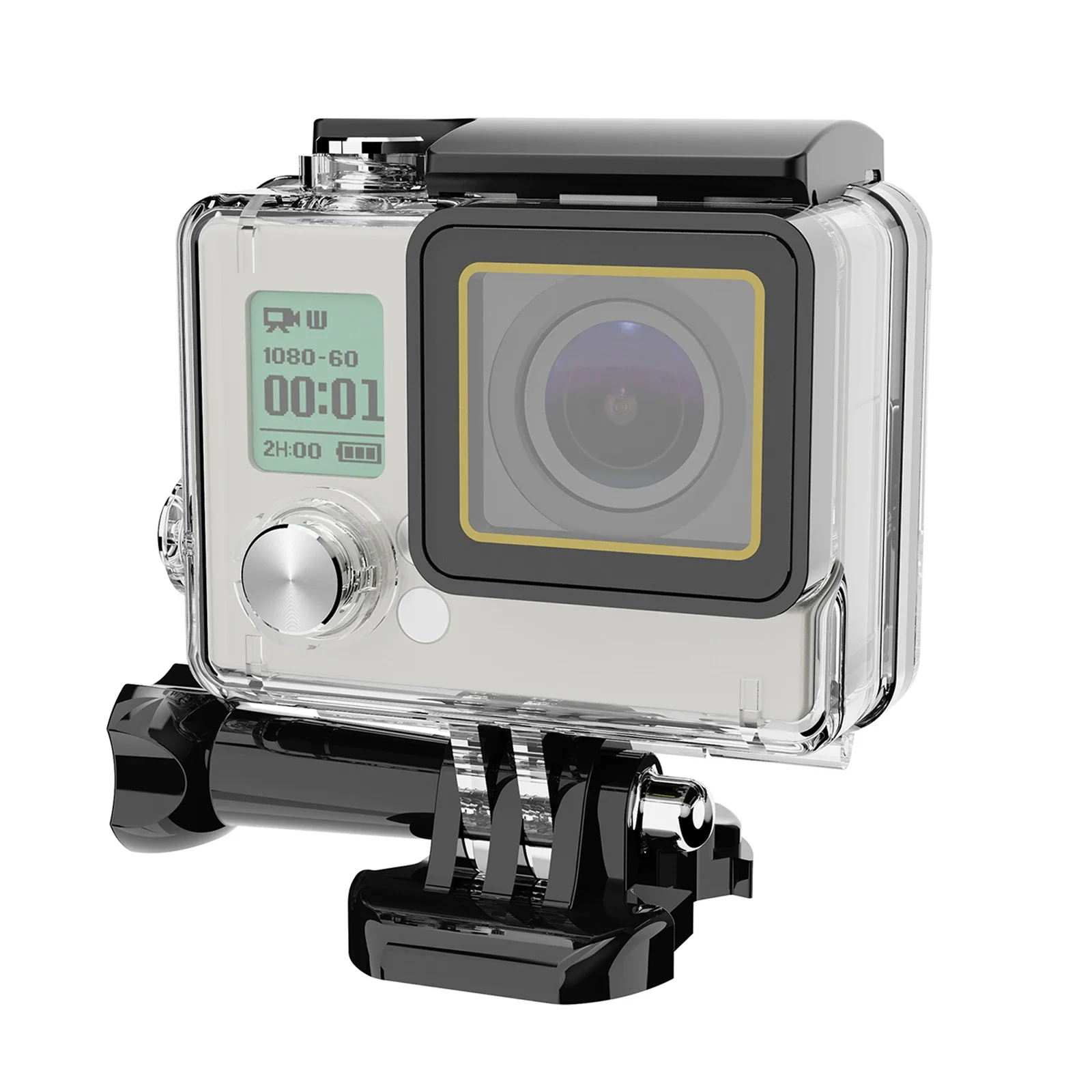 Accessoire de plongée sous-marine, boîtier étanche pour GoPro Hero 4/3+ fixé sur un support de guidon.