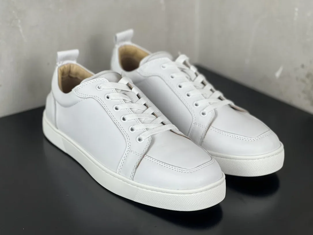 

2024 Genuine Cowhide Leather Sneakers Fashion England White Casual Shoes Spring Autumn Women Men Couples Lace Up Flat Shoes