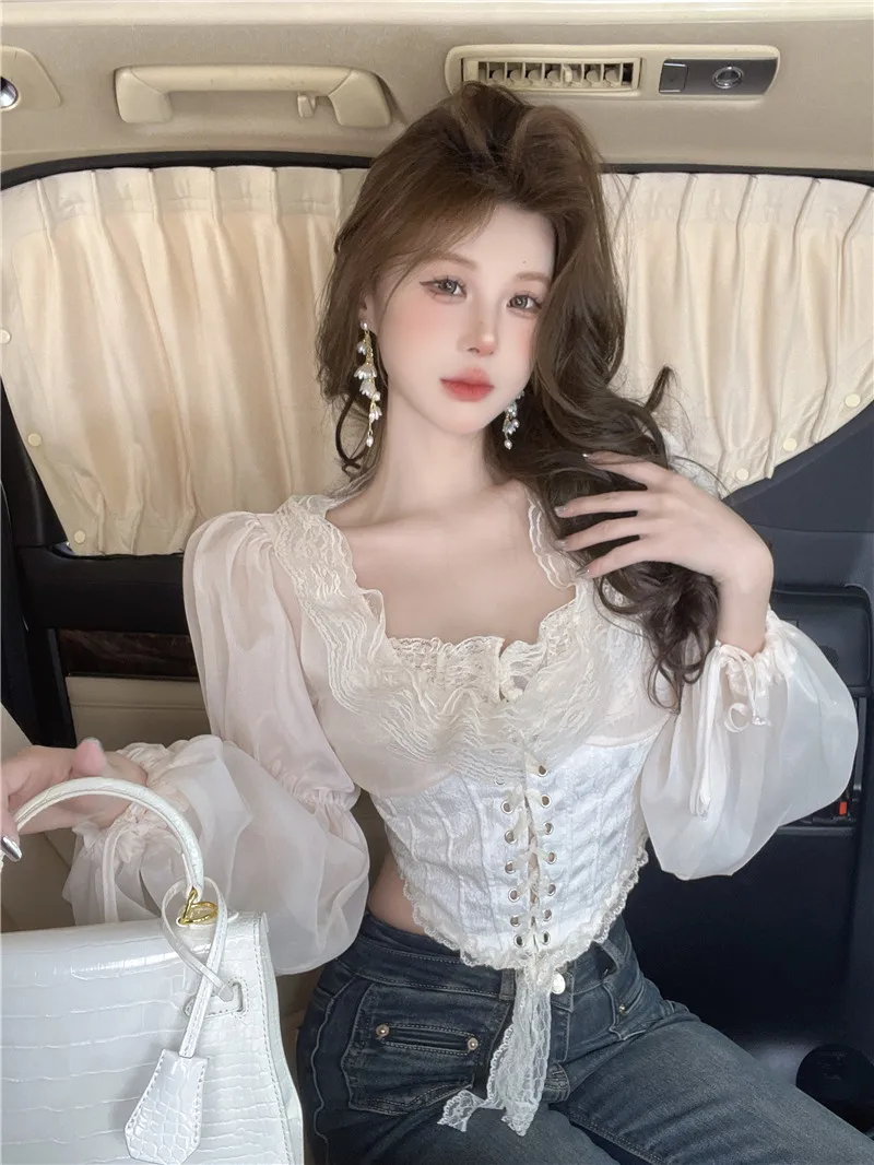 Apricot [maillard outfit/dopamine outfit/fairy top super fairy sweet/beautiful top french/tea break/sweet and cool/hong kong style//fashionable/2023 new style]