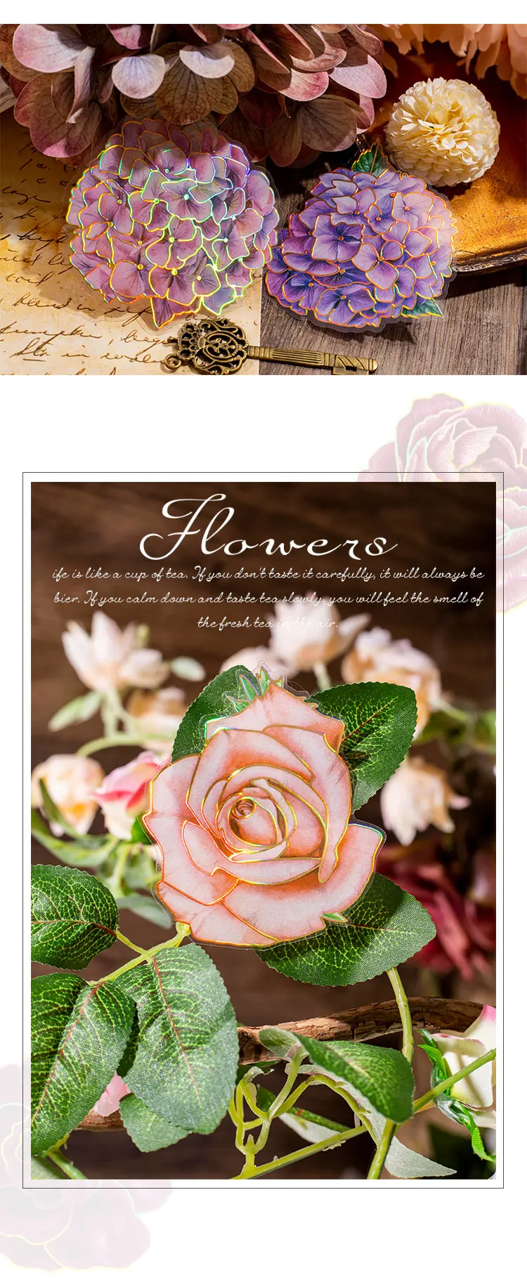 Yoofun 10 teile/paket Stereoskopische Großen Größe Aufkleber Wasserdichte Gleiten Blume Aufkleber für Mobile Journal Geschenk Handwerk, Der Decor – Detail 6