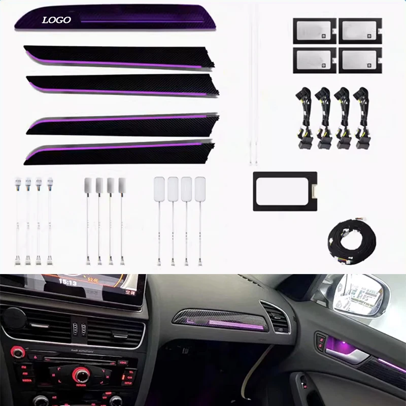 

Fit for Audi A4 2009-2016 Carbon Fiber Decorative Panel Mahogany Decorative Panel 21 Colors 19 Lights Car Ambient Light