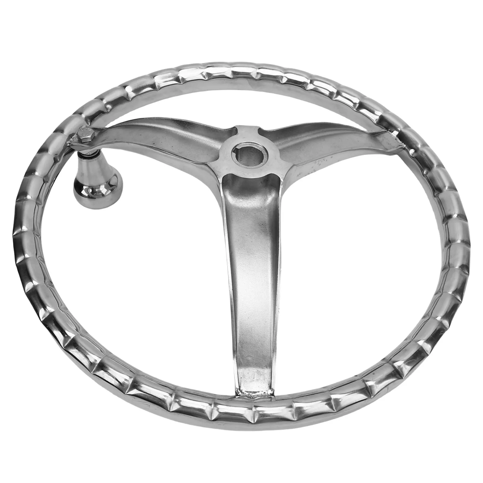 Marine Steering Wheel Replacement 13-1/2 Inch Stainless Steel Boat Steering Wheel  3 Spoke for 3/4 Inch Tapered Shaft