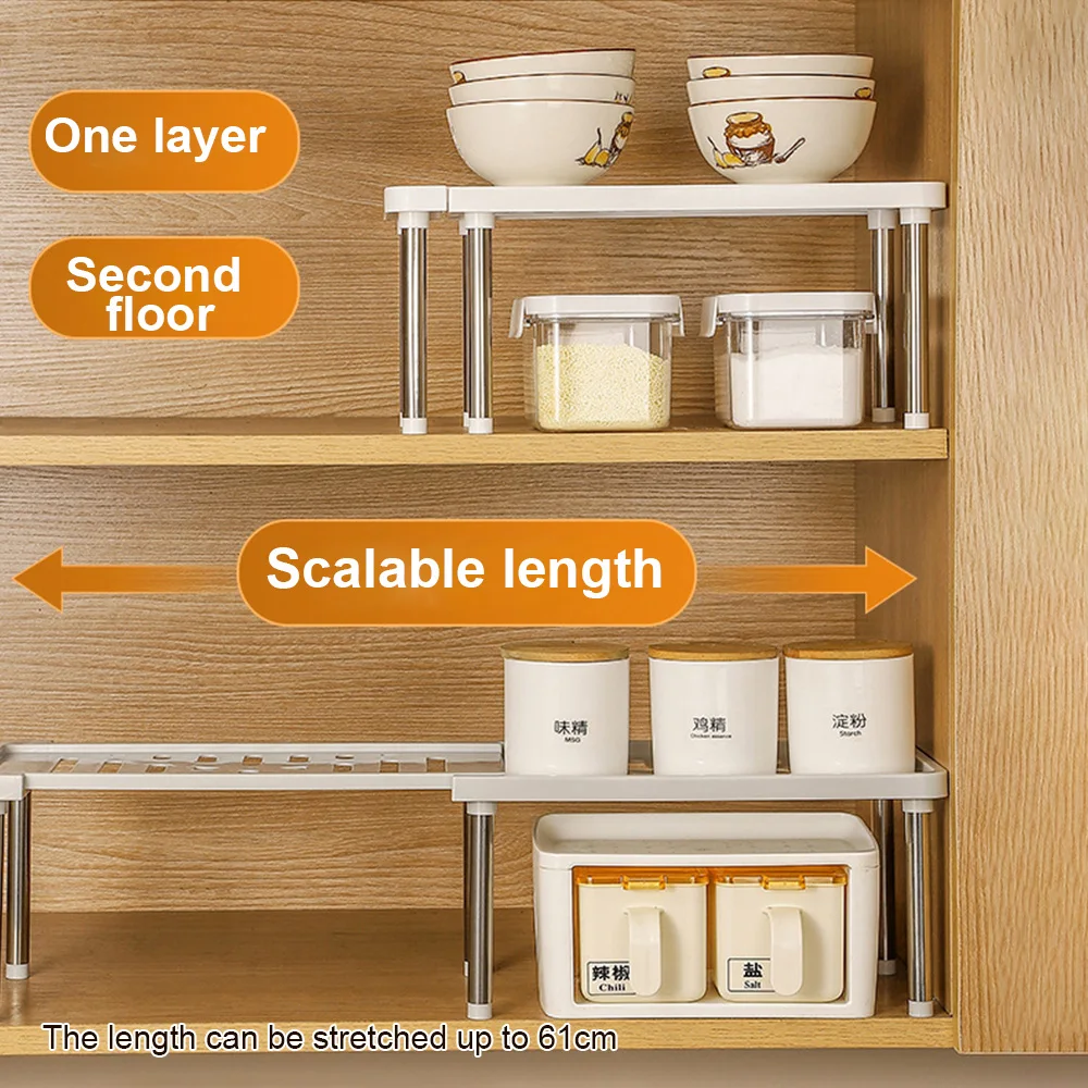 Kitchen Cabinet Organizer Adjustable Layered Storage Shelf Spice Rack Dish Bowl Shelf for Kitchen Cupboard Pantry Sink Organizer 4