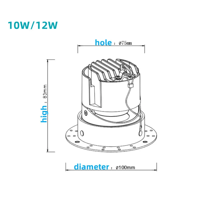 Dimmable Pre-Buried Round COB Downlight Home Office Spotlight AC85-260V Commercial LED 5W 7W 9W10w12W 15W 18W20W24W Ceiling Lamp