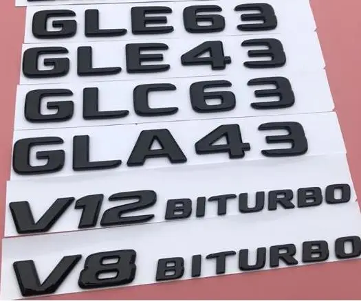 

100pc New Car Rear Sticker Emblem Bagde Auto Decoration Gloss Black Truck Stickers C63 GLA43 GLE43 GLE63 G55 GLE400 S63 GLC300