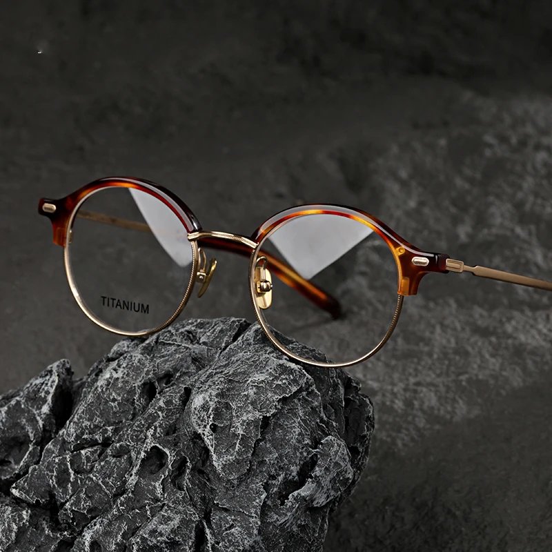 

Fashion M120 Handmade Round Glasses Frame Titanium Acetate Men's And Women's General Fashion Optical Glasses Reading Glasses