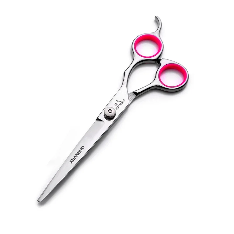 개를위한 손질 가위 고양이 7 인치 플랫 컷 안전 라운드 팁 곡선 블레이드 가위 날카로운 미용 애완 동물 기침 가위