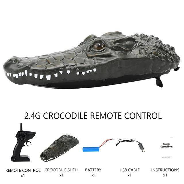 RC Boat Remote Control Toy Animal Floating Crocodile Boat Radio Controlled Speedboat Outdoor Game Children Toys for Kid Boy Gfit 6