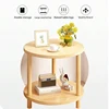 Wooden Modern Round Square Bedside Table Double-Layer Nightstand Home Office Bedroom Living Room Sofa Side Table Coffee Table 3