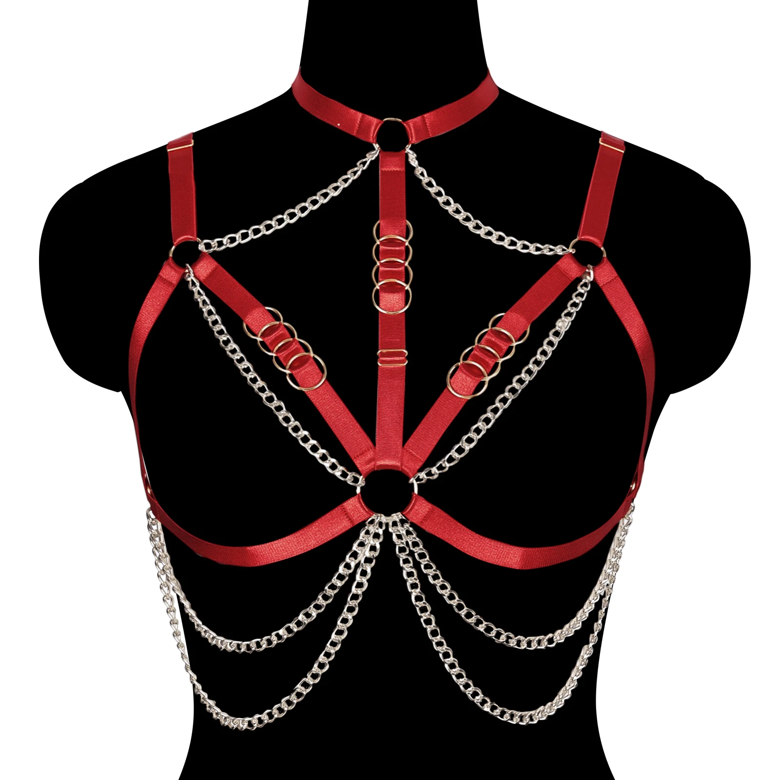 

Women Sexy Harness Fashion Gothic Fetish Harness Chest Body Cage Bra Erotic Bondage Lingerie Suspenders Garter Belt Rave Wear