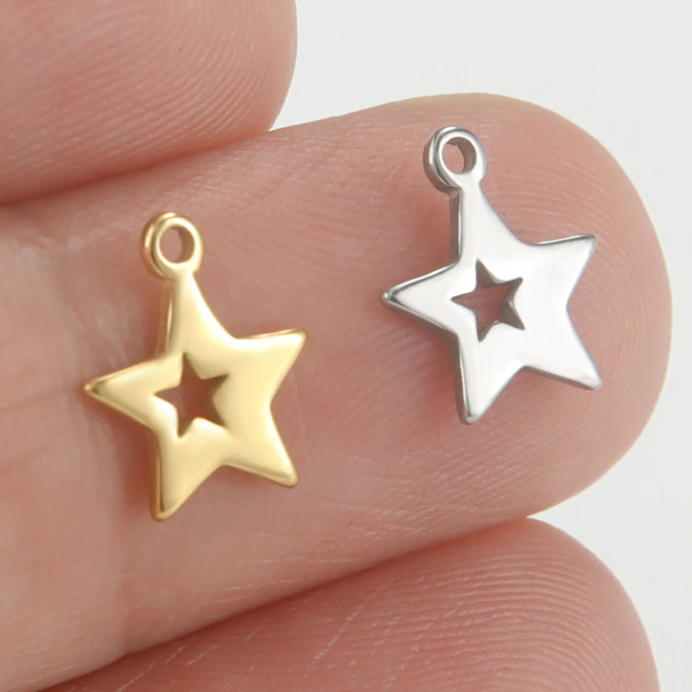 

WZNB 5Pcs Stars Stainless Steel Charms Meteor Pendant for Jewelry Making Handmade Earring Bracelet Necklace Diy Accessories