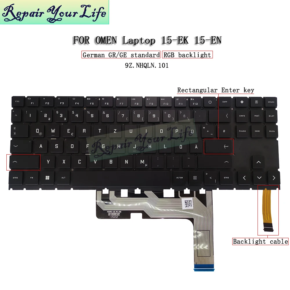 Teclado retroiluminado rgb para hp oled 15-en