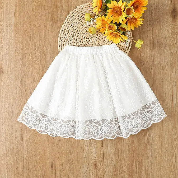 Baby Girls Flowers Embroidery Lace Skirt