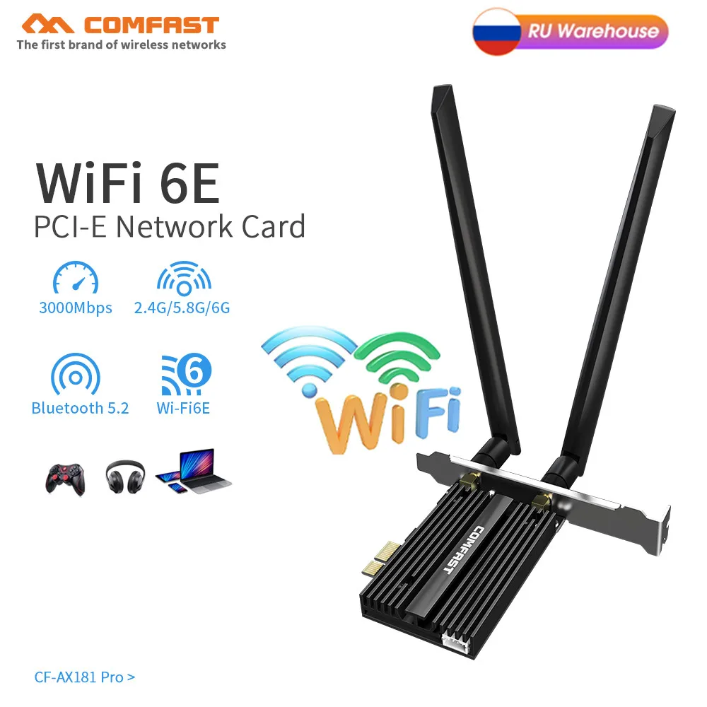 WiFi 6E PCI-E сетевая карта 2,4G/5Ghz AX3000 беспроводная сетевая карта BT5.2 PCI Express адаптер с 2 * 5dBi wifi антенна для рабочего стола