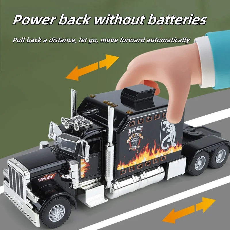 1:24 large American tractor-trailer model big truck alloy toy car boys simulation car semi-trailer 2