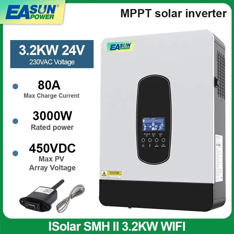 VEVOR Inverter Solar Pure Sine Wave Power Solar Charger DC AC Output with  Utility Charger (3KVA 24V MPPT) 