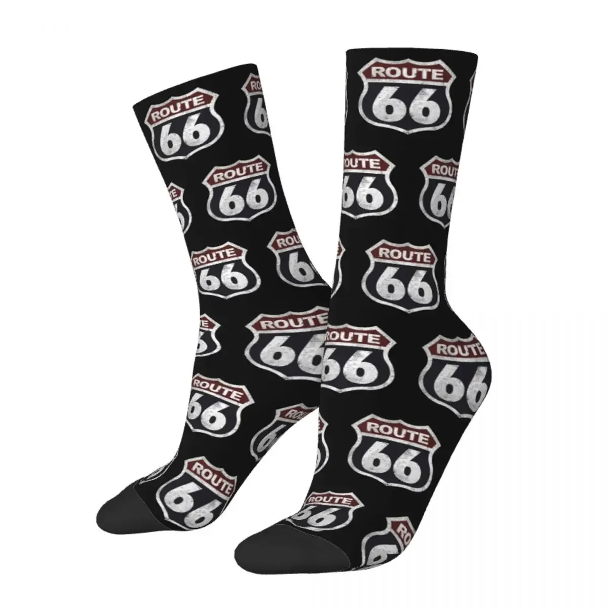 

New Male Men Socks Harajuku Historic Route 66 Mother Road Vintage Sock Sport Women's Socks Spring Summer Autumn Winter