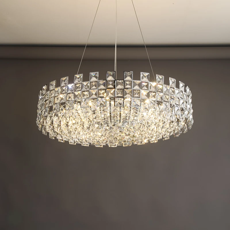 

Modern High Quality Crystal Chandelier Nordic Style Stainless Steel Chandelier For Hotel Living Dining Room