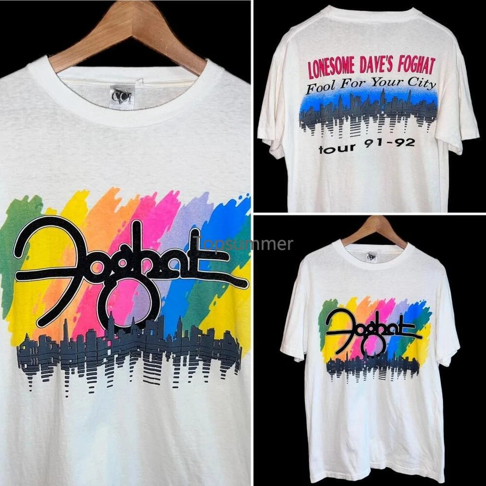 

Vtg 90S Foghat Rock Band Tour Music Graphic Promo Single Stitch T Shirt L