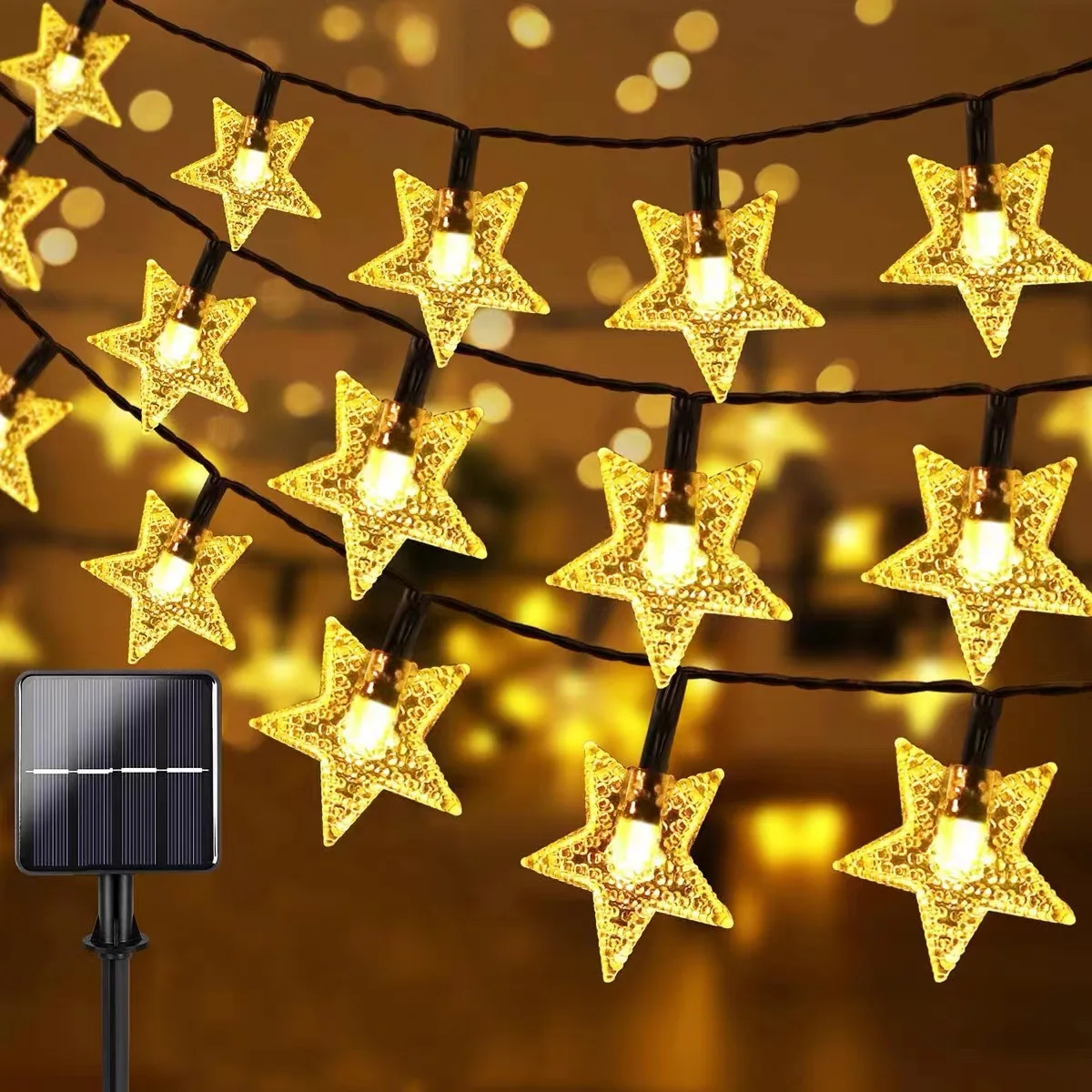 

Christmas Solar String Lights Outdoor Led Crystal Star Lights Waterproof Solar Powered Patio Light For Garden Party Decor 023