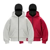Y2K Gothic Harajuku Double Hat Design Sportswear Winter New Hoodie Ninja Mask Loose and Versatile Winter Windproof Hoodie 1