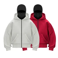 Y2K Gothic Harajuku Double Hat Design Sportswear Winter New Hoodie Ninja Mask Loose and Versatile Winter Windproof Hoodie 1