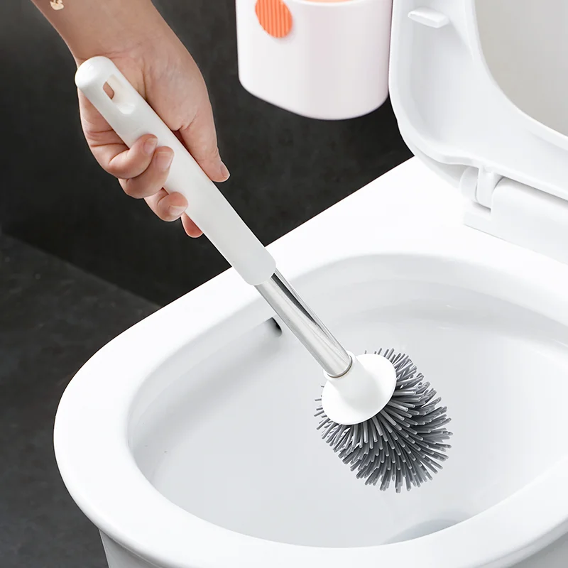 Silicone Toilet Brush With Holder Set Toilet Bowl Brush For