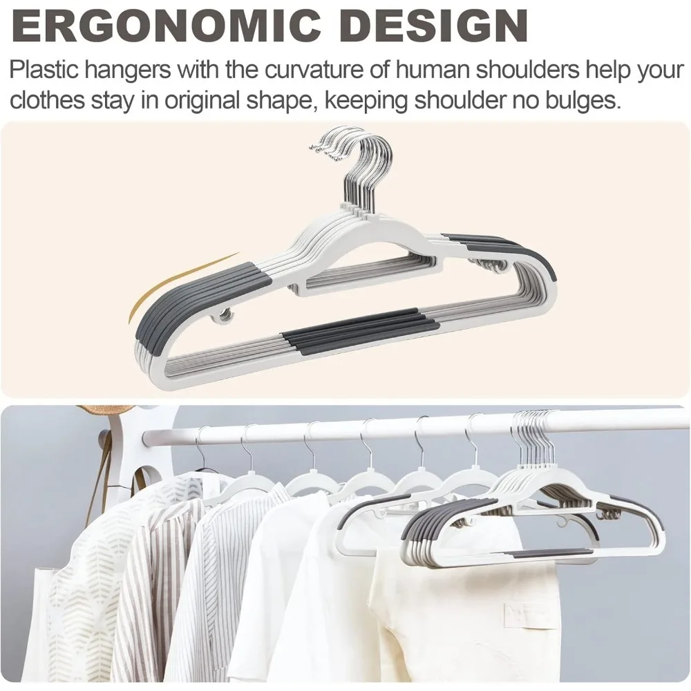 Softflame Perchas De Plástico Para Ropa, Paquete De 20 Perchas Duraderas Que Ahorran Espacio Para Uso Diario Estandar Y Articulos Esenciales Para La