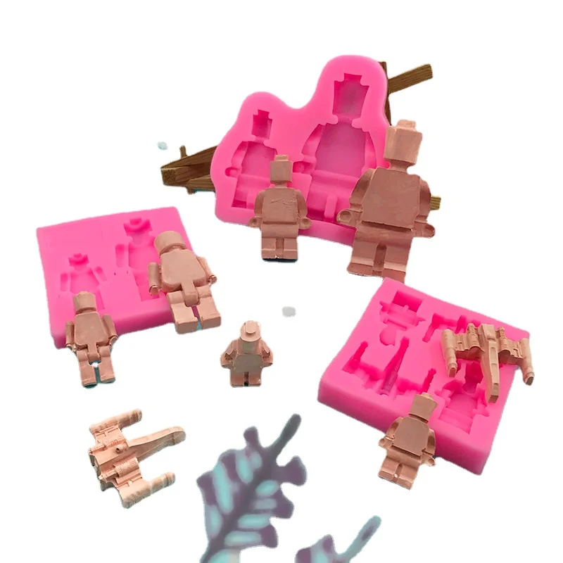 

Building Block Robot Aircraft Silicone Mold DIY Cake Decoration Chocolate Mold Baking Tool Ice Lattice Mold