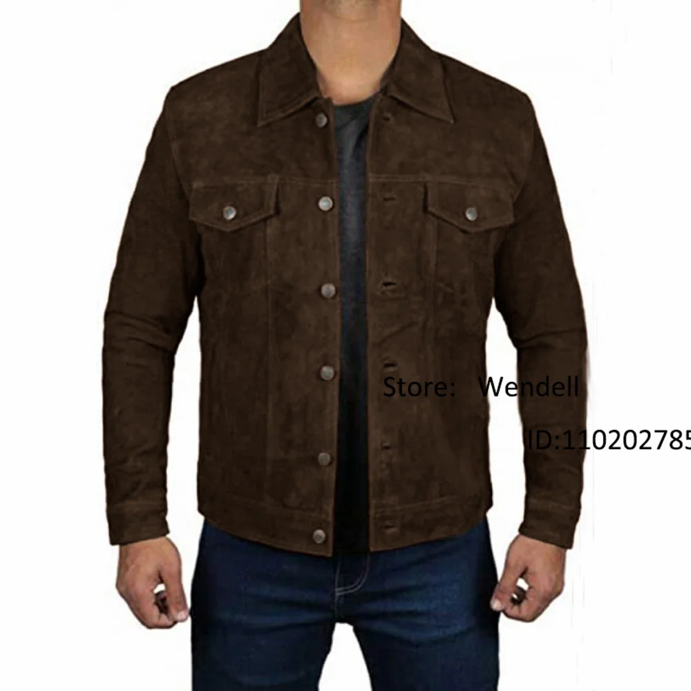 Men's Suede Jacket Retro Punk Single Breasted Hooded Jackets for Motorcyclists